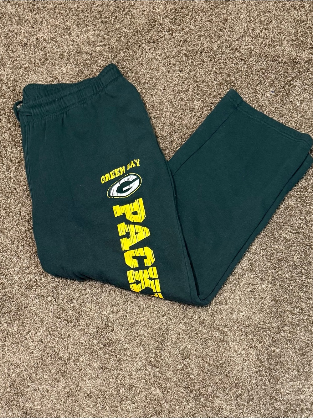 Green Bay Packers NFL Team Apparel Green Baggy Logo Sweatpants Adult Size XL